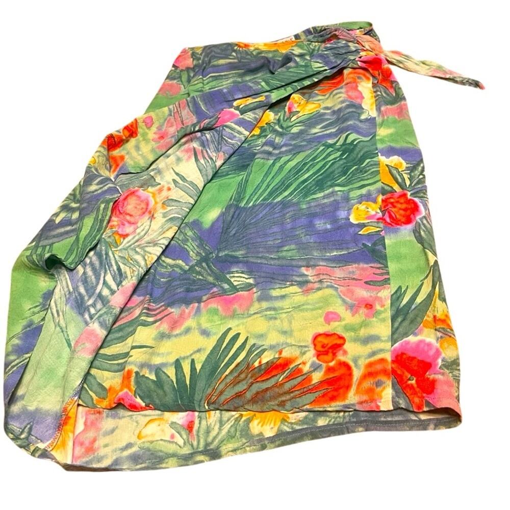 JAMS World Vintage Tropics Hawaiian print true wrap skirt made in Hawaii, size L - Picture 2 of 6